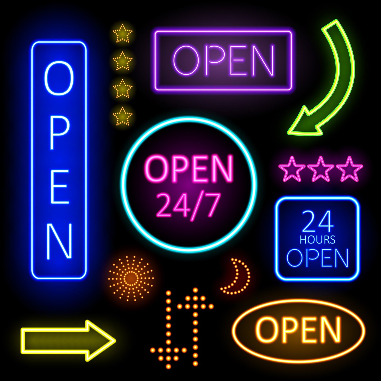 Image of Colorful Glowing Neon Lights
