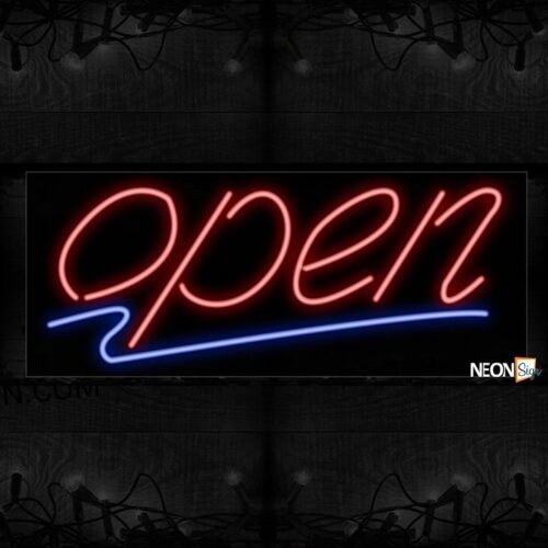 Open In Red With Purple Line Neon Sign