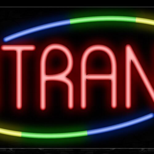 Entrance In Red With Colorful Arc Border Neon Sign
