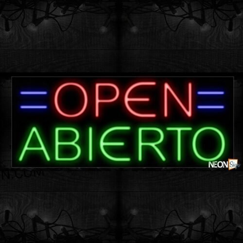 Open Abierto With Double Line Neon Sign