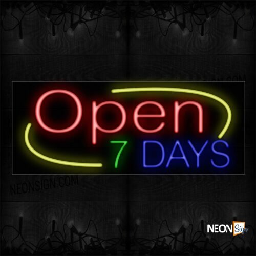 Open 7 Days With Yellow Arc Border Neon Sign