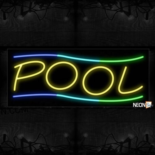 Pool In Yellow With Colorful Lines Neon Sign