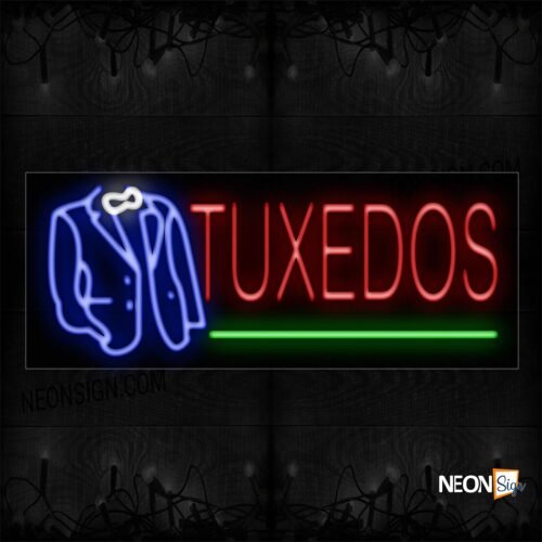 Tuxedos In Red with Green Line And Logo Neon Sign
