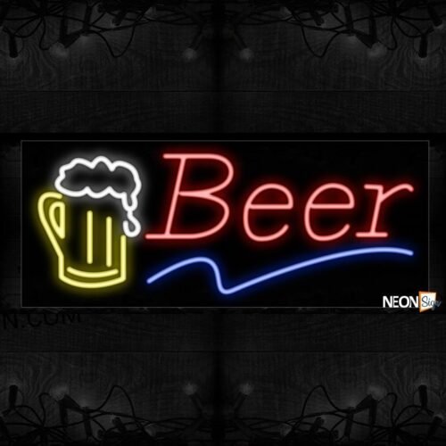 Beer With Mug Logo And Wavy Line Neon Sign