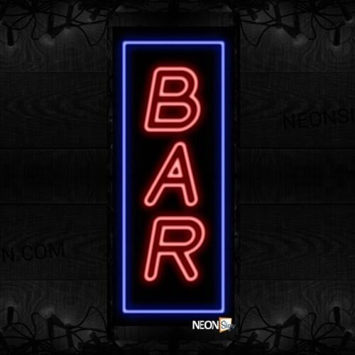 Bar With Blue Border Neon Sign