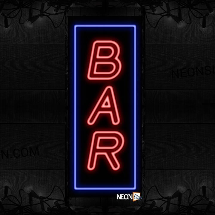 Bar With Blue Border Neon Sign