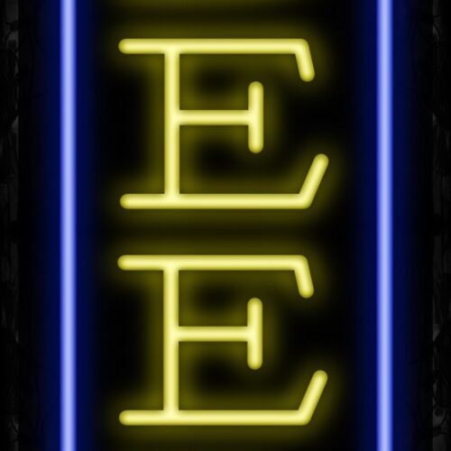 Beer In Yellow With Blue Border (Vertical) Neon Sign