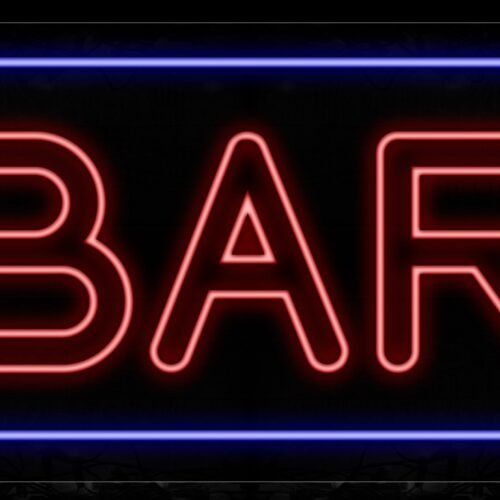 Double Stroke Bar In Red With Blue Border Neon Sign