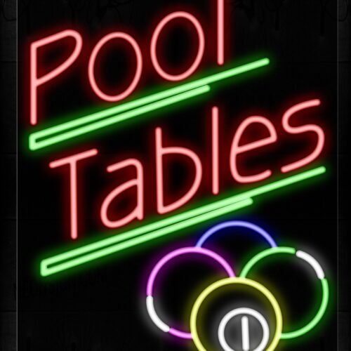 Pool Tables With Green Lines And Ball Neon Sign