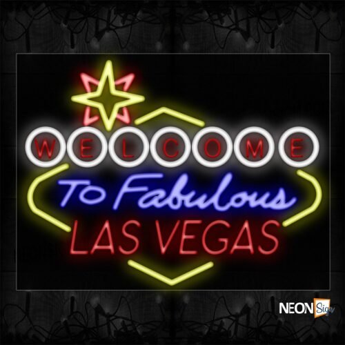 Welcome To Fabulous Las Vegas With Star Design And Border Neon Sign