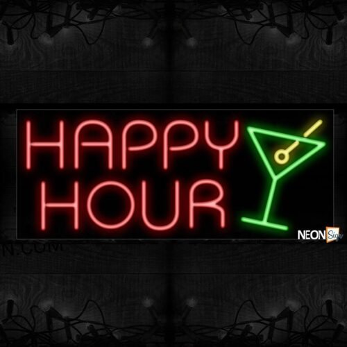 Happy Hour With Wine Glass Neon Sign