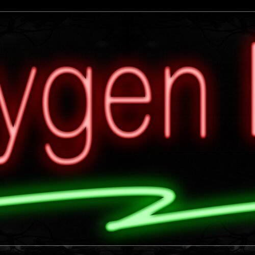 Oxygen Bar In Red With Green Line Neon Sign