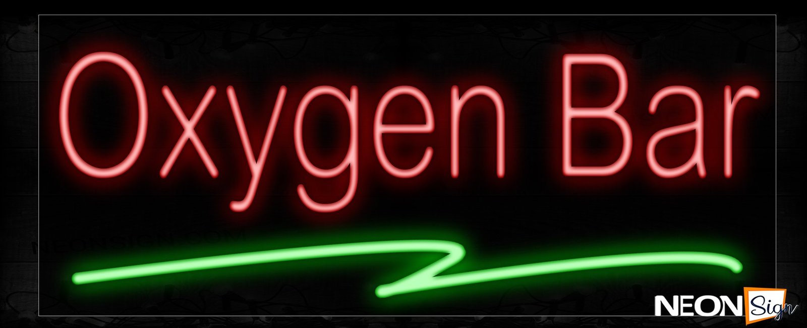 Oxygen Bar In Red With Green Line Neon Sign
