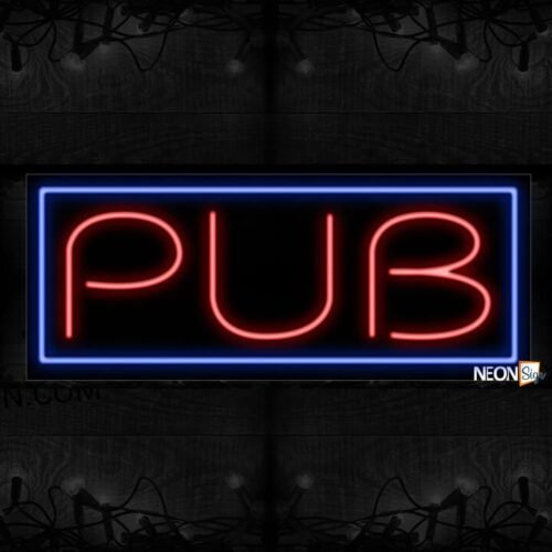 Pub In Red With Blue Border Neon Sign
