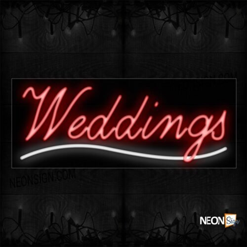 Weddings In Red With White Line Neon Sign