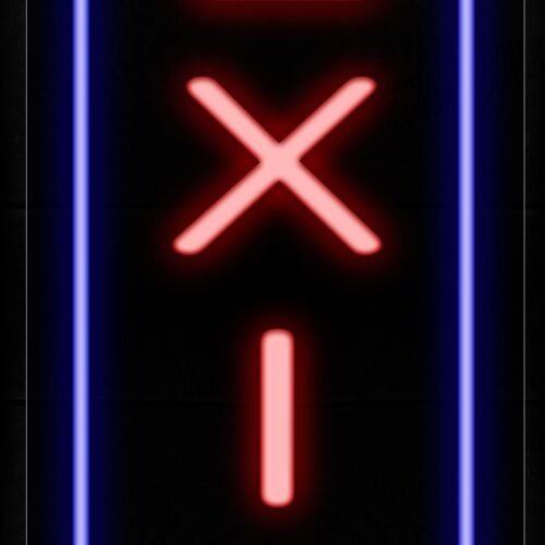 Exit In Red With Blue Border Neon Sign