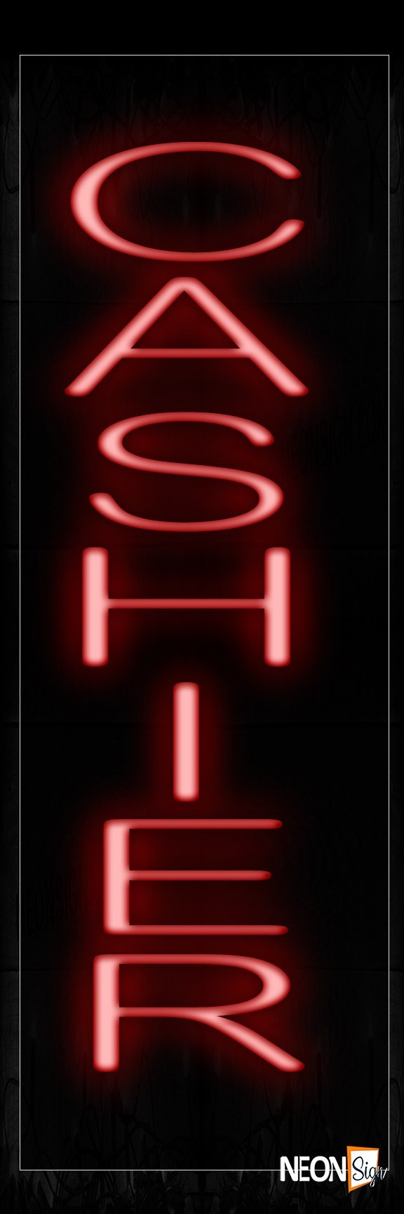 Cashier On All Simple Caps And Vertical Orientation Traditional Neon
