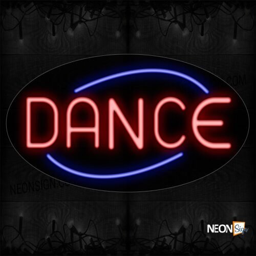 Dance In Red With Blue Arc Border Neon Sign