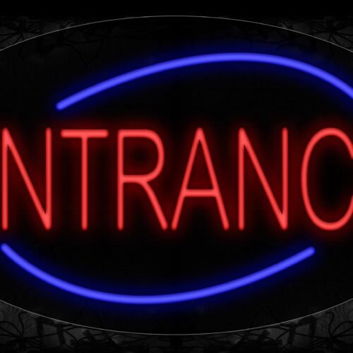 Entrance In Red With Blue Arc Border Neon Sign
