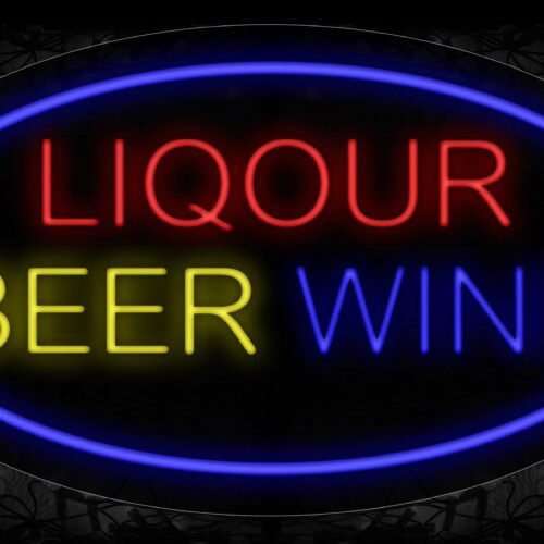 Liquor Beer Wine With Circle Border Neon Sign