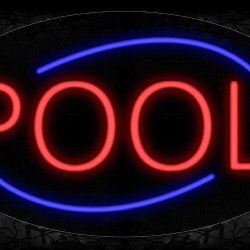Pool In Red With Blue Arc Border Neon Sign