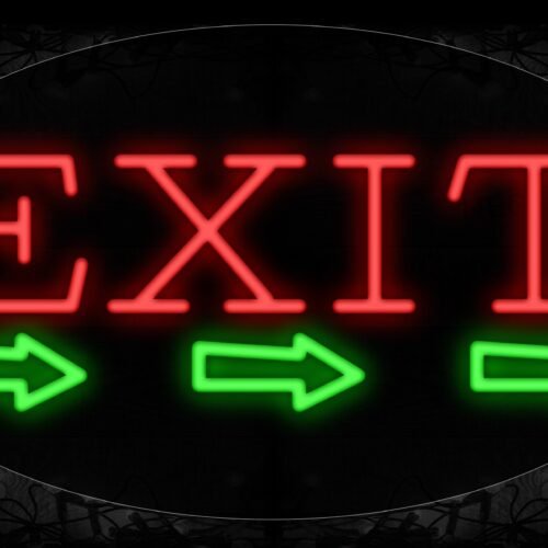 Exit With 3 Green Arrows Neon Sign
