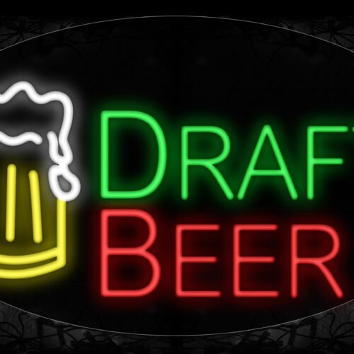 Draft Beer With Mug Logo Neon Sign
