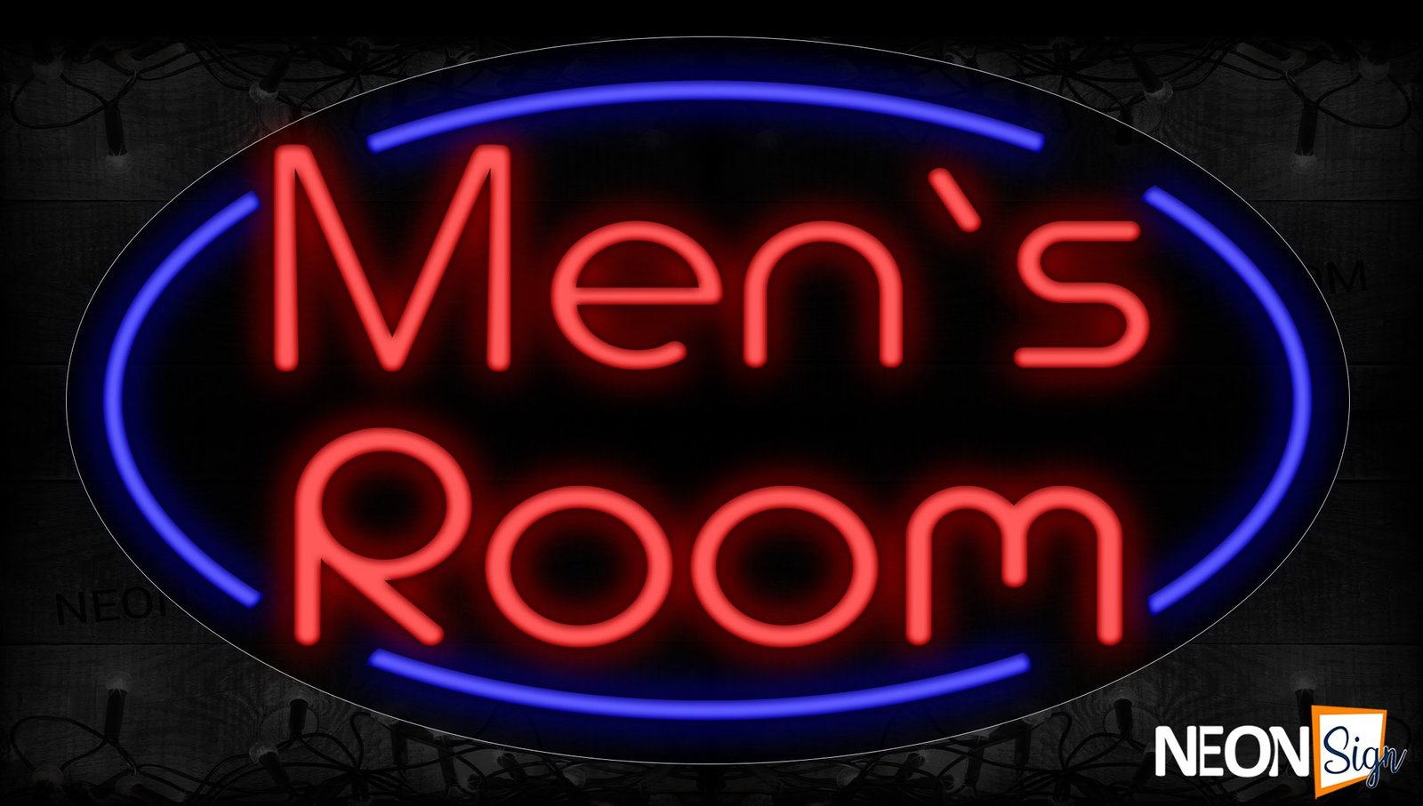 Men'S Room With Broken Circle Border Neon Sign