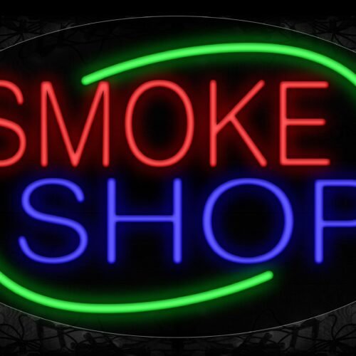 Smoke Shop With Curve Line Neon Sign