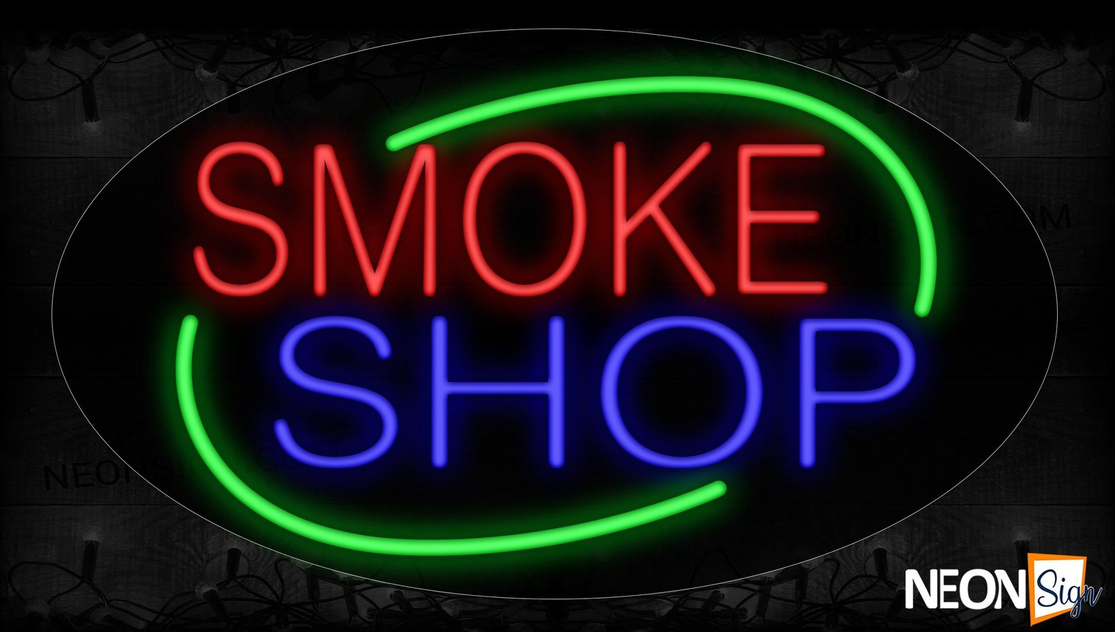 Smoke Shop With Curve Line Neon Sign