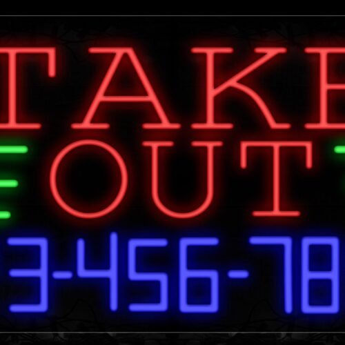 Take Out With Contact No Neon Sign