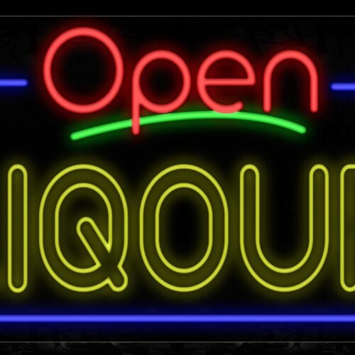 Open Liquor With Border Neon Sign