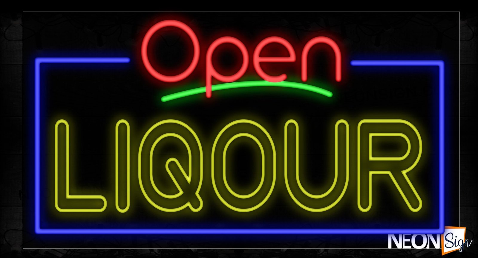 Open Liquor With Border Neon Sign