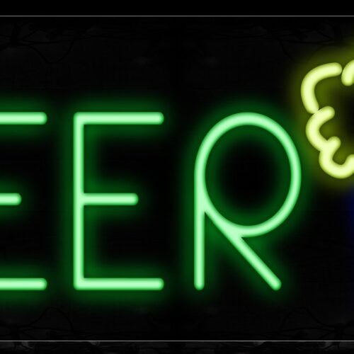 Beer In Green With Beer Mug Neon Sign
