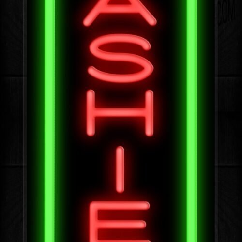 Cashier In Red With Green Border Neon Sign