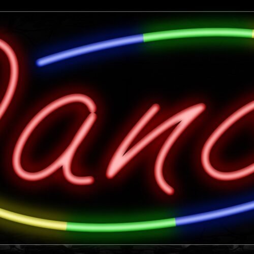 Dance With Slanted Cursive Text And Colored Ellipse Traditional Neon