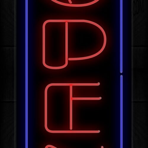 Double Stroke Open With Blue Border  Neon Sign