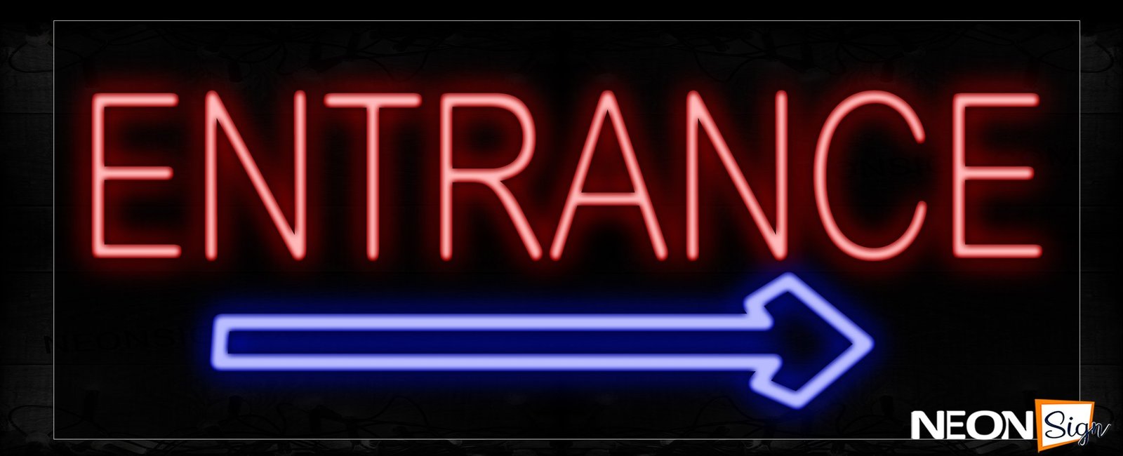 Entrance In Red With Arrow Neon Sign