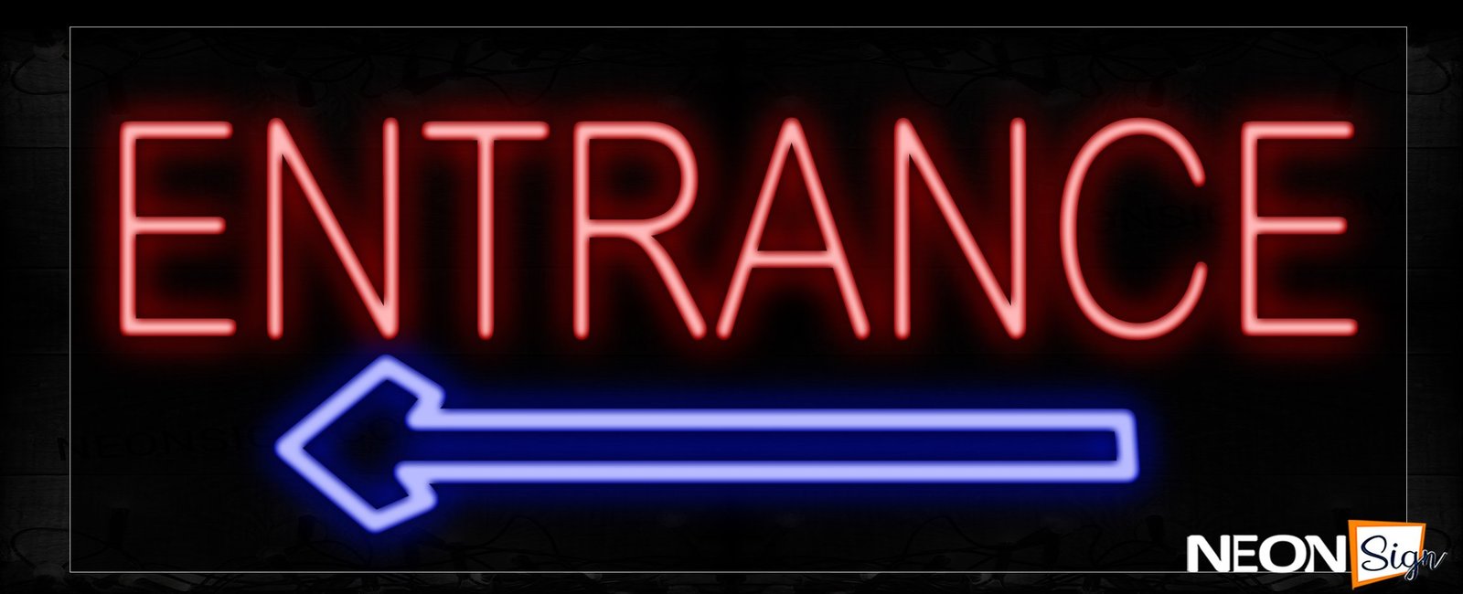 Entrance In Red With Blue Arrow Neon Sign