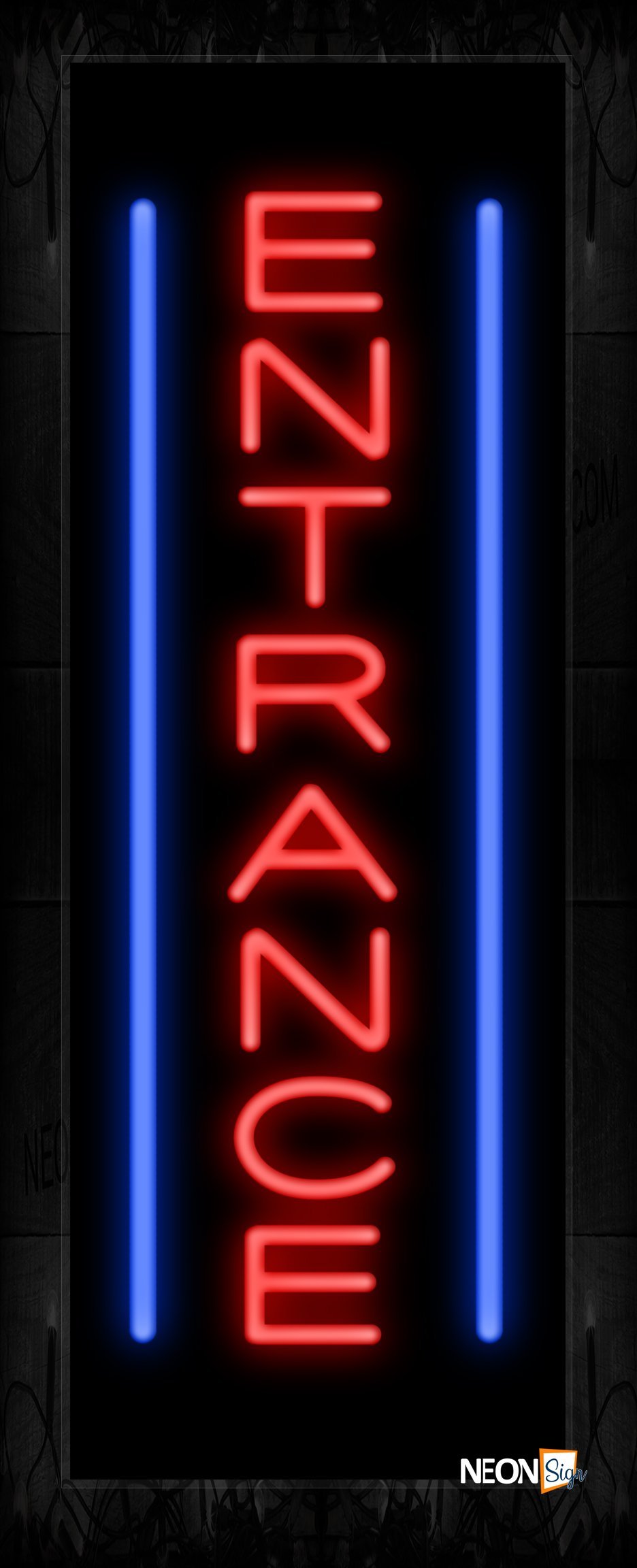 Entrance In Red With Blue Border Neon Sign