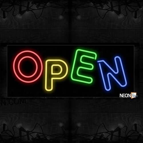 Open Colorful Double Stroke Neon Sign