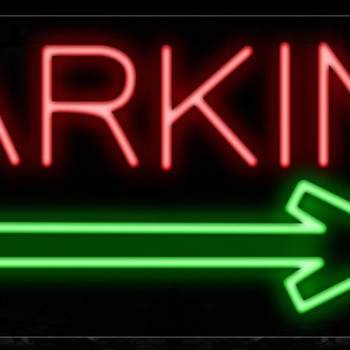 Parking With Green Arrow Neon Sign