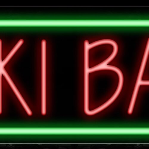 Tiki Bar With Fancy Text And Green Box Traditional Neon