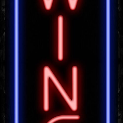 Wine In  Red With Blue Border (Vertical) Neon Sign