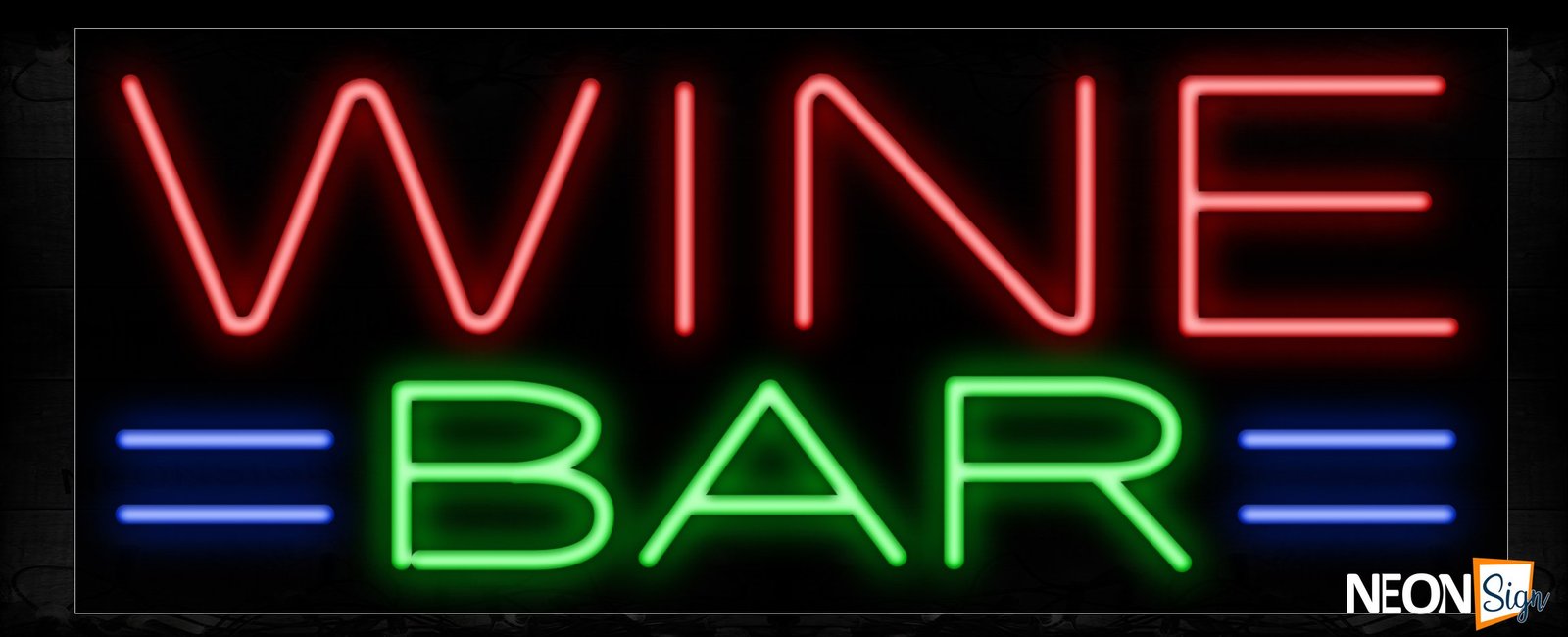 Wine Bar With Blue Lines Neon Sign