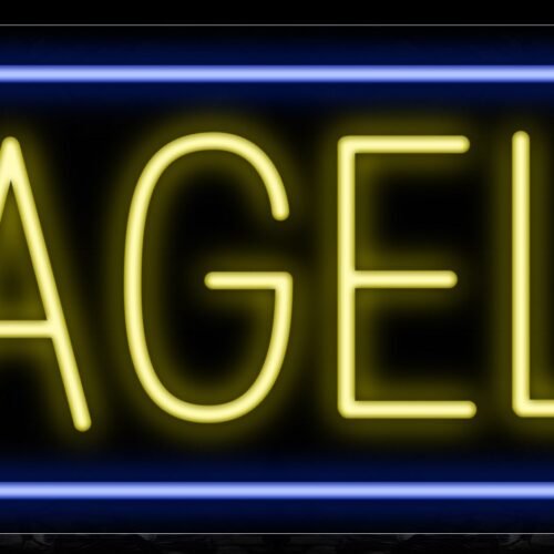 Image of 10151 Bagels with blue border Neon Sign_13x32 Black Backing