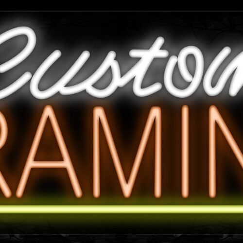 Image of 10224 Custom Framing With Yellow Border Neon Signs_13x27 Black Backing