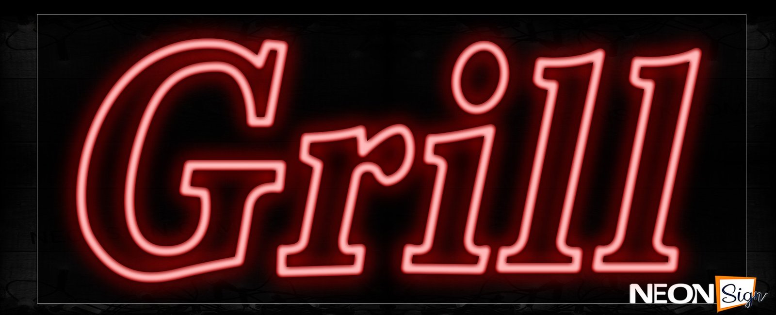 Image of 10246 Double Stroke Grill In Red Neon Signs_13x32 Black Backing