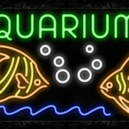 Image of 10447 Aquariums With 2 Fish Logo Neon Sign_20x37 Black Backing
