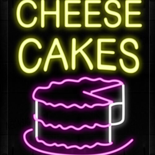 Image of 10498 Cheesecake With Cake Logo Neon Signs_20x37 Black Backing